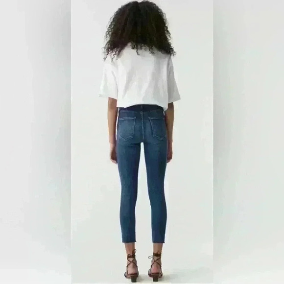 AGOLDE Sophie High Rise Skinny Crop with Raw Hem in Dark Blue Wash - Picture 2 of 12